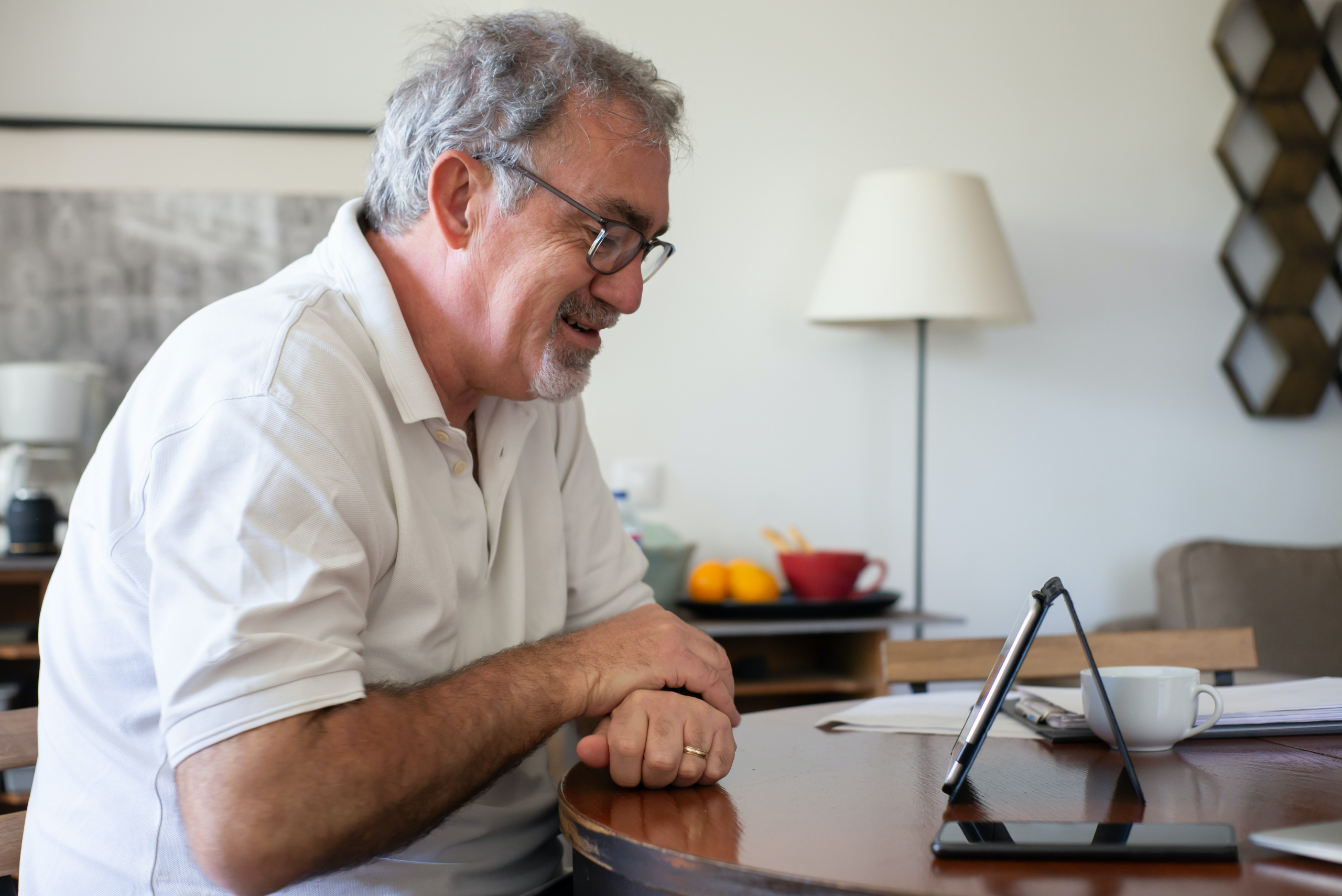 man on tablet